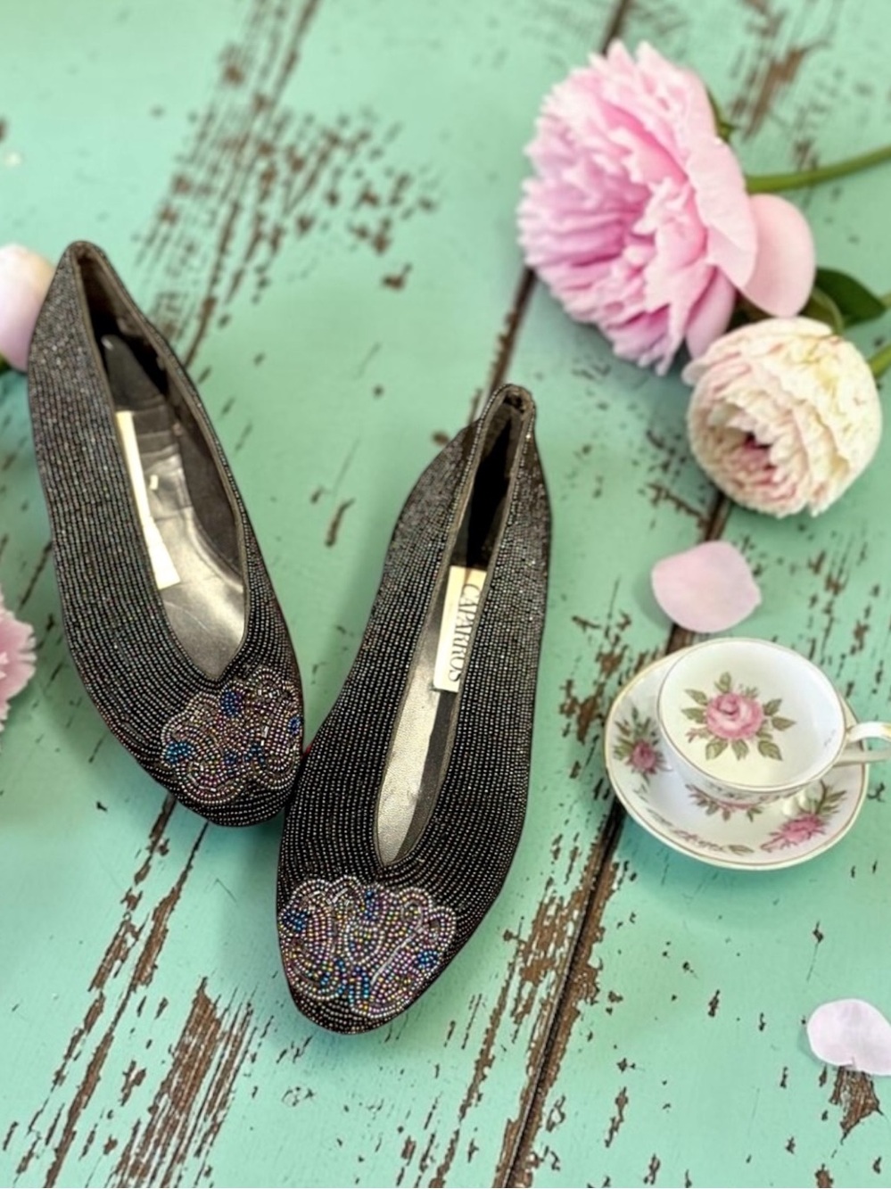 Caparros vintage beaded 80s flats